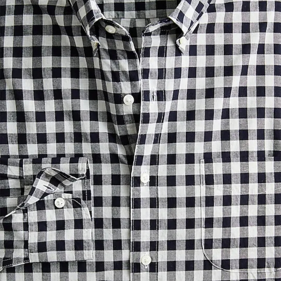 JCREW Organic Cotton Secret Wash Button Down Shirt in Navy Gingham - Picture 6 of 7